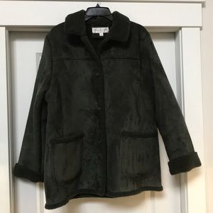 Ladies 3/4 Ultra Suede Bottle Green Coat